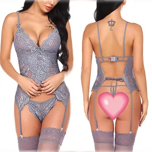 🔥 Sexy Lace Thong Bodysuit – Seductive Spaghetti Strap Lingerie 💋✨