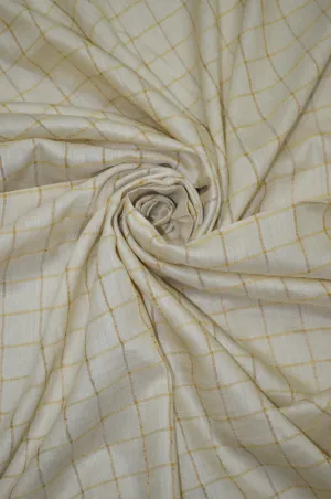 100% Pure Muga Tussar Handloom Checkered Silk Fabric