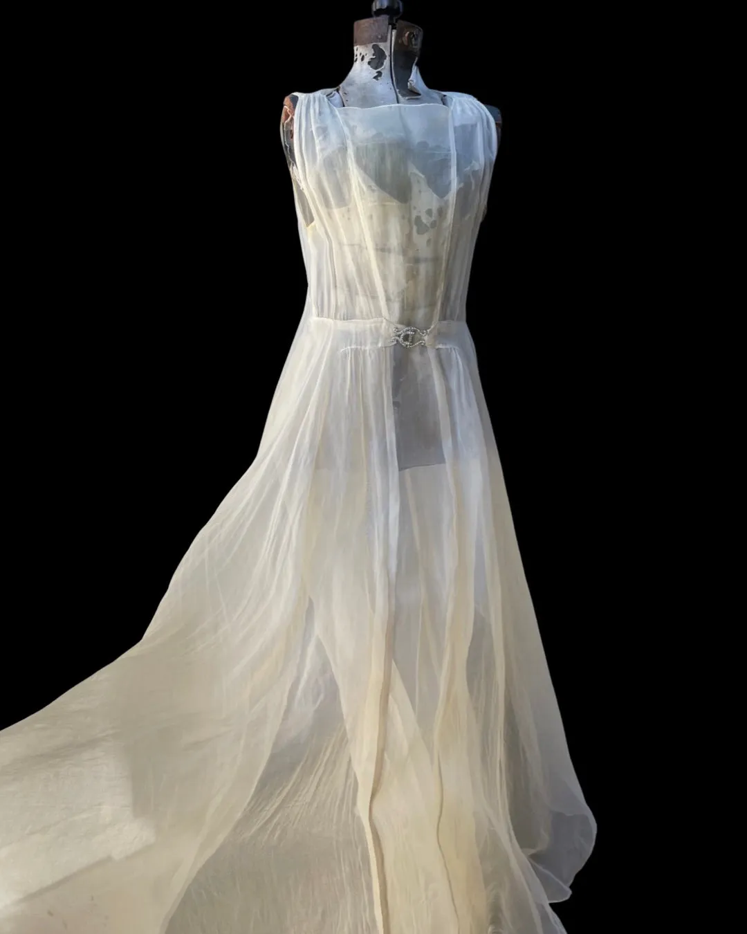 1930s Pale Seafoam Organza Dres