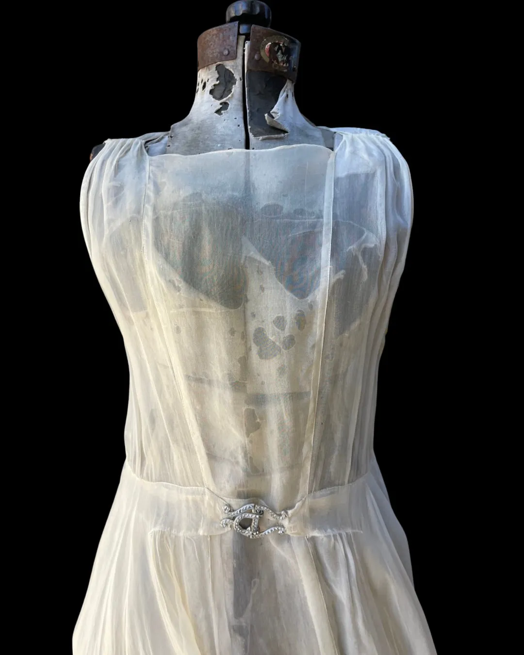 1930s Pale Seafoam Organza Dres