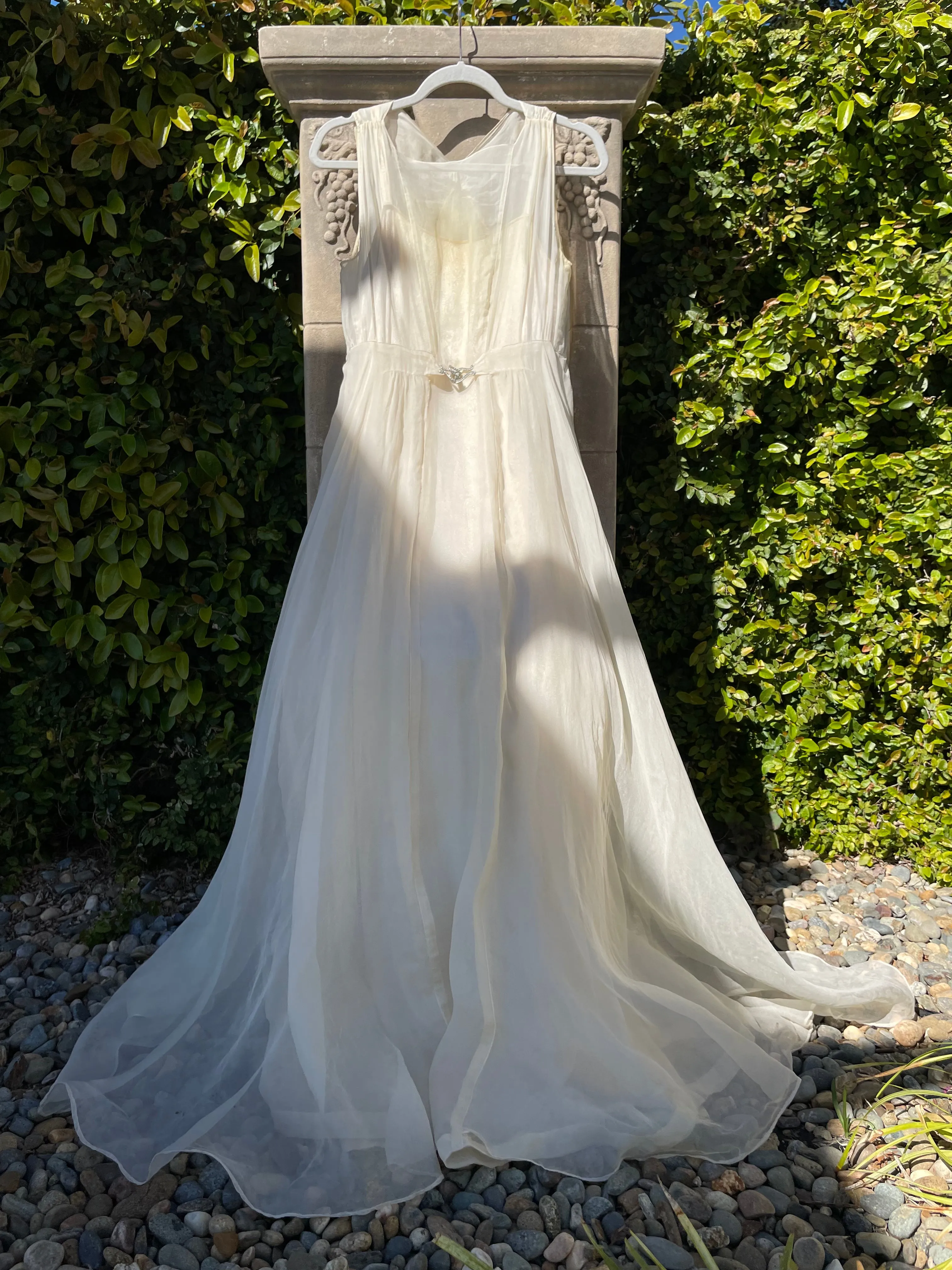 1930s Pale Seafoam Organza Dres