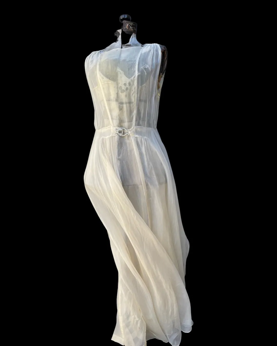 1930s Pale Seafoam Organza Dres
