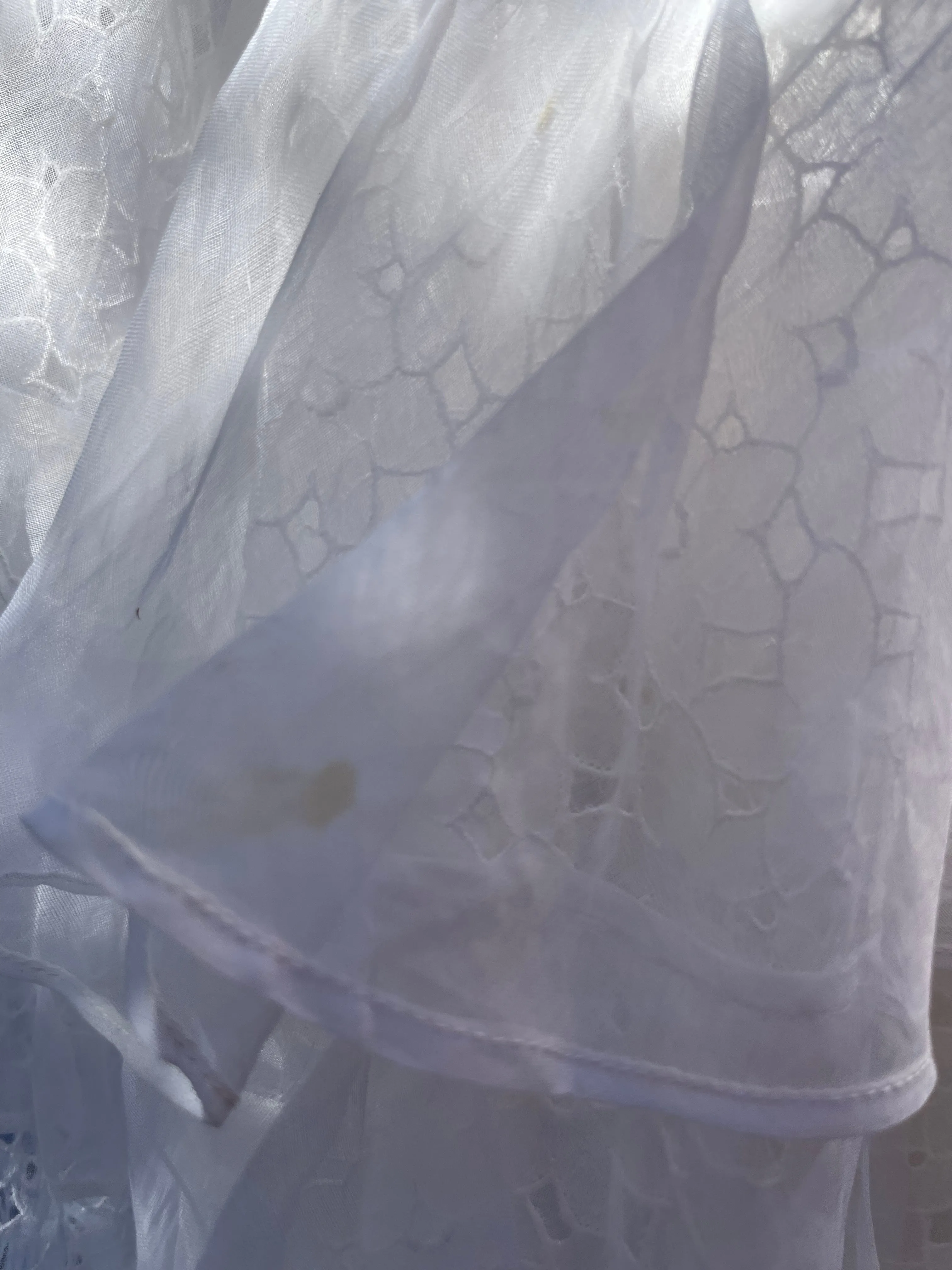 1930s/1940s Eyelet Cutwork Tiered Ruffle Organdy Wedding Dress