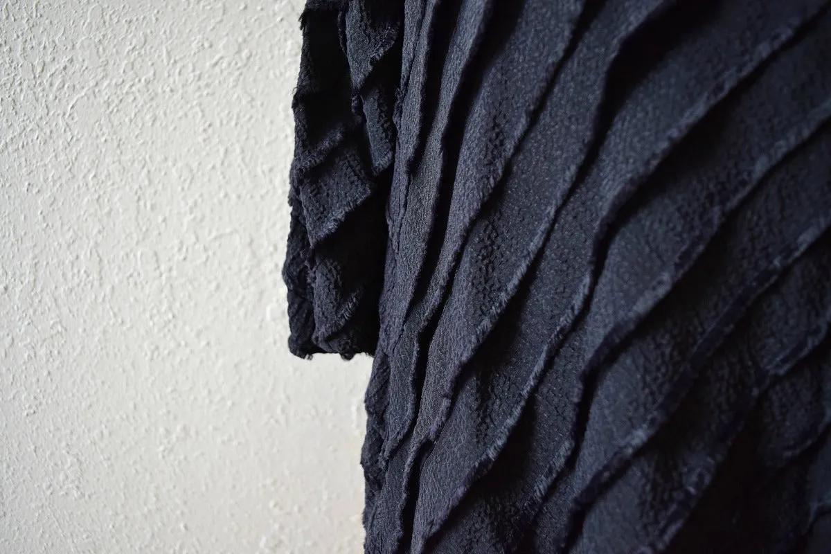 1940s black ruffled dress . vintage 40s dress