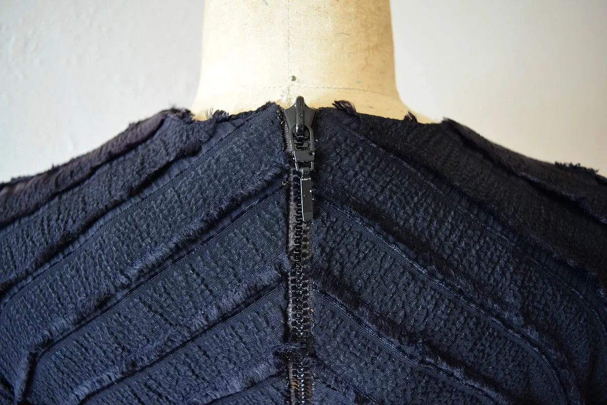 1940s black ruffled dress . vintage 40s dress