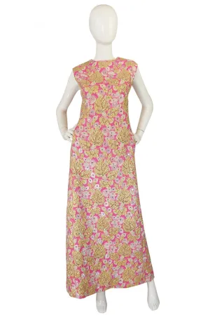 1960s Kiki Hart Rhinestone Pink Silk Brocade