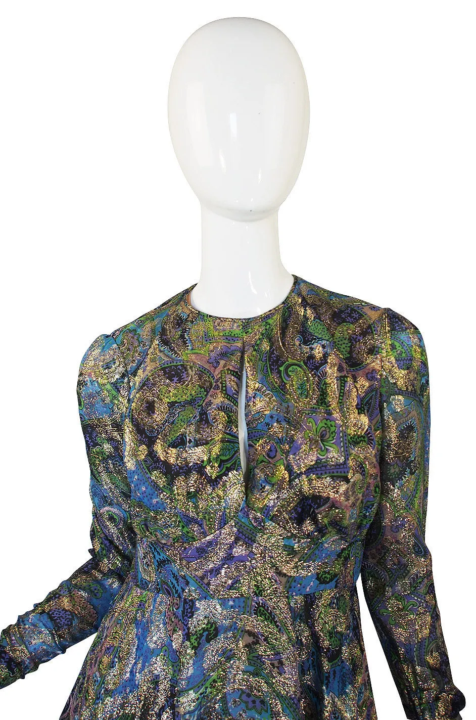 1960s Metallic Thread Keyhole Dress