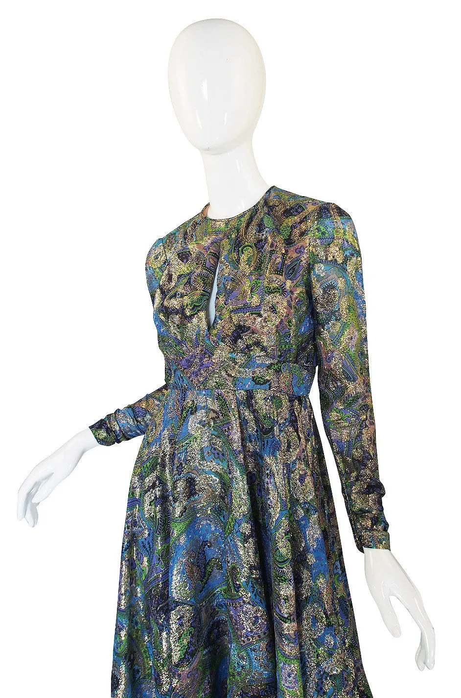 1960s Metallic Thread Keyhole Dress