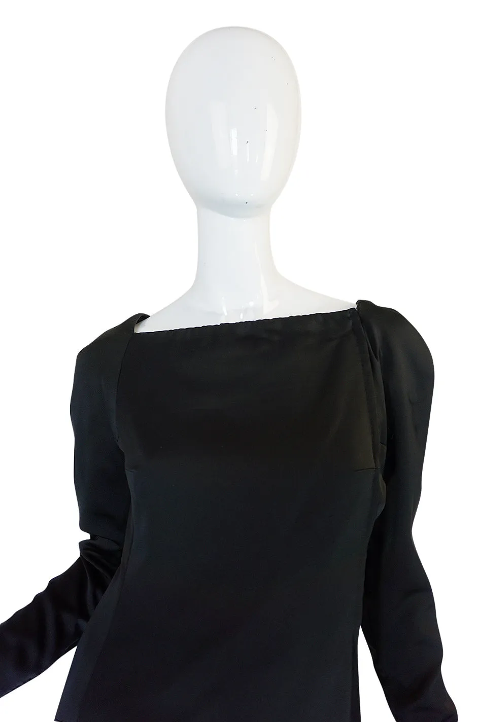 1980s Jacqueline Ribes Demi-Couture Silk Dress W Removable Collar