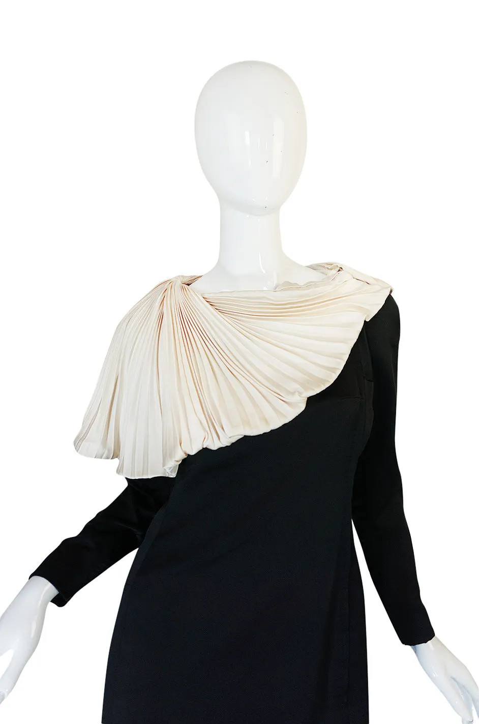 1980s Jacqueline Ribes Demi-Couture Silk Dress W Removable Collar