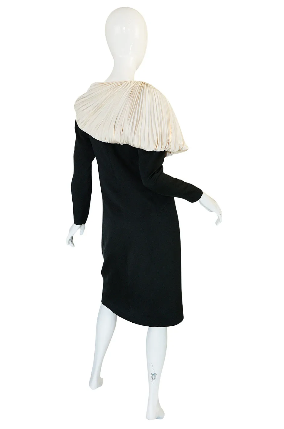 1980s Jacqueline Ribes Demi-Couture Silk Dress W Removable Collar