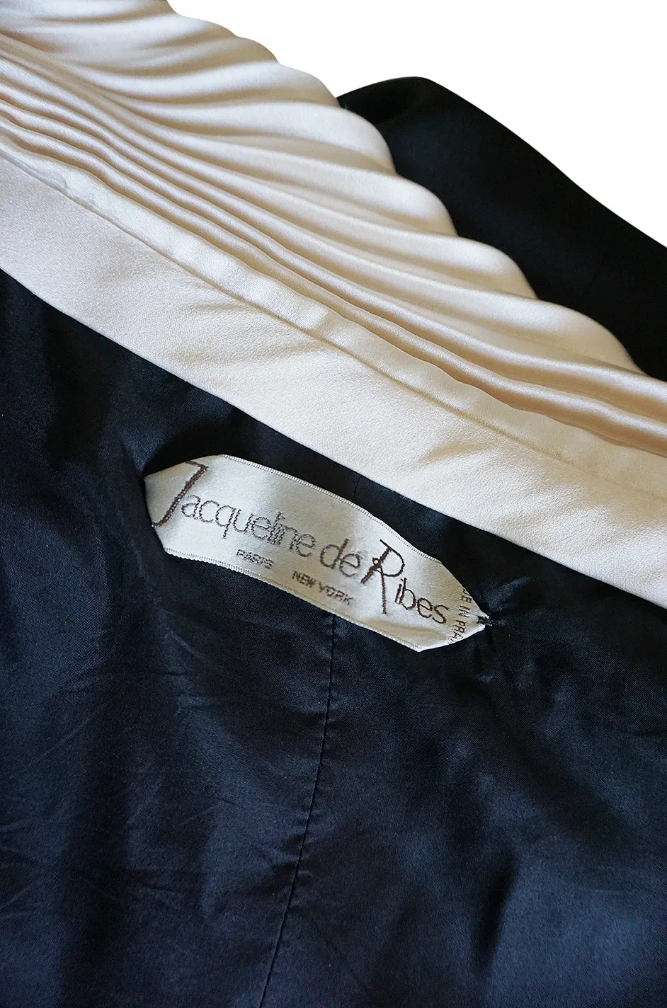 1980s Jacqueline Ribes Demi-Couture Silk Dress W Removable Collar