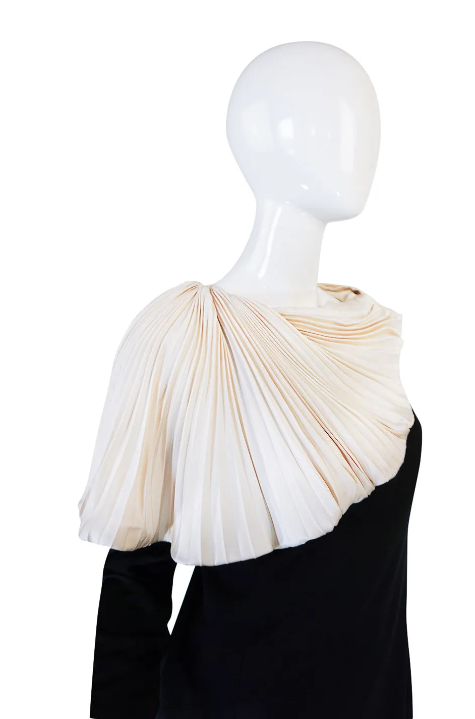 1980s Jacqueline Ribes Demi-Couture Silk Dress W Removable Collar