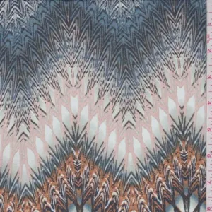 3 1/2 YD PC-Blue/Pink Flamestitch Chevron Chiffon Fabric