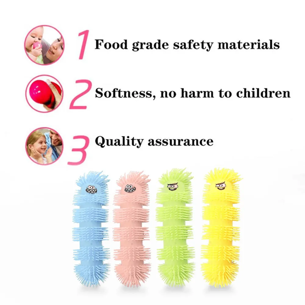 4 Pack Luminous Caterpillar Puffer Toys