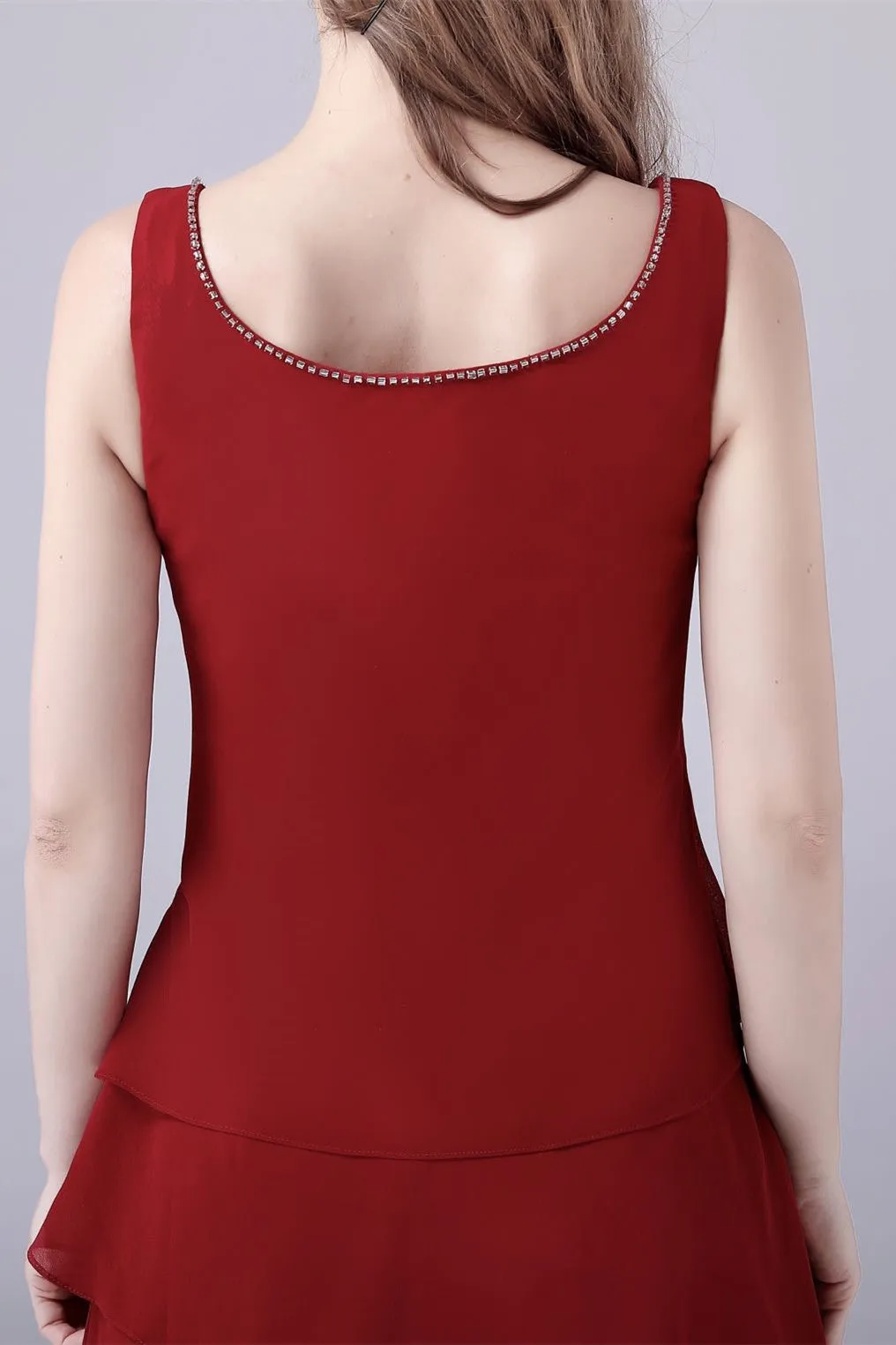 A-Line sleeveless jewel floor length backless mother's dress