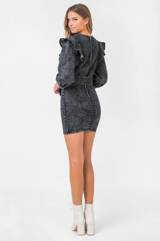 Acid Wash Denim Mini Dress