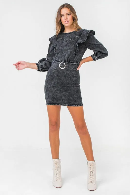 Acid Wash Denim Mini Dress