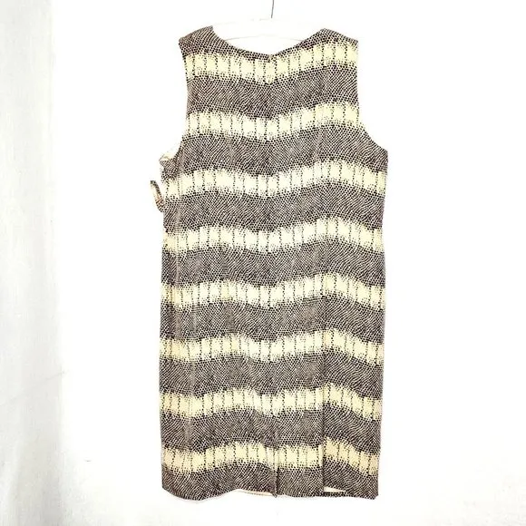 Adrianna Papell Woman Snake Print 100% Silk Sheath Dress Brown Beige