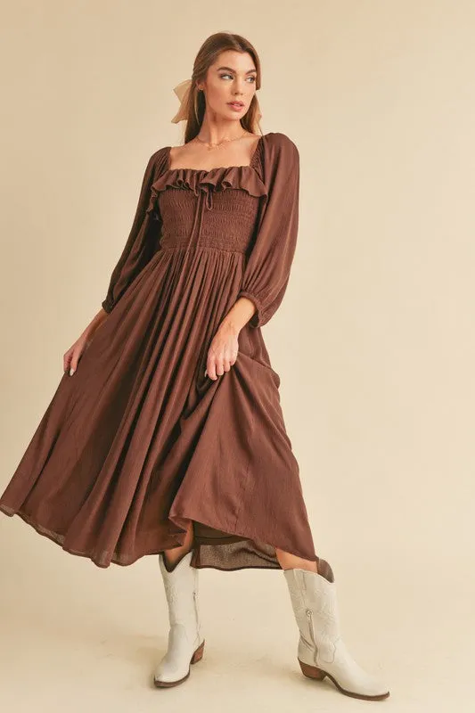 Aemi   Co Geri Ruffle Smocked Maxi Dress