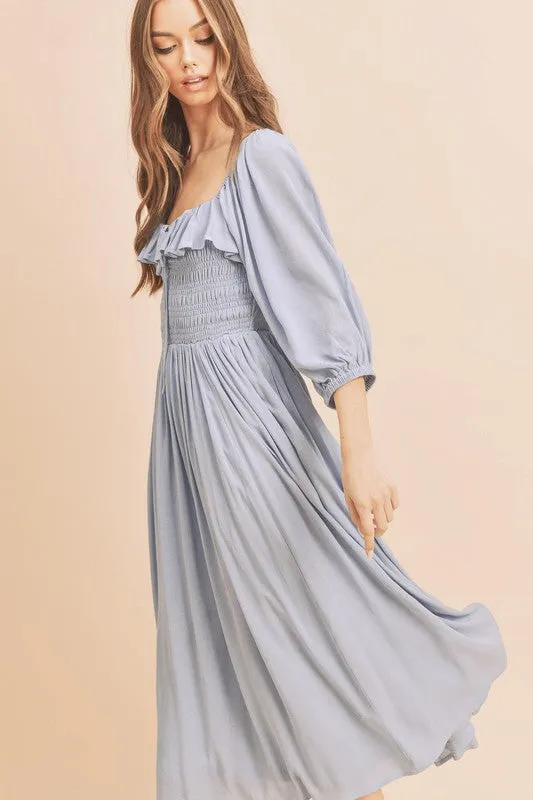 Aemi   Co Geri Ruffle Smocked Maxi Dress