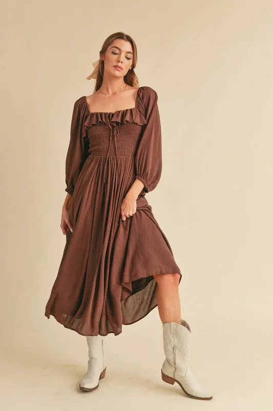 Aemi   Co Geri Ruffle Smocked Maxi Dress