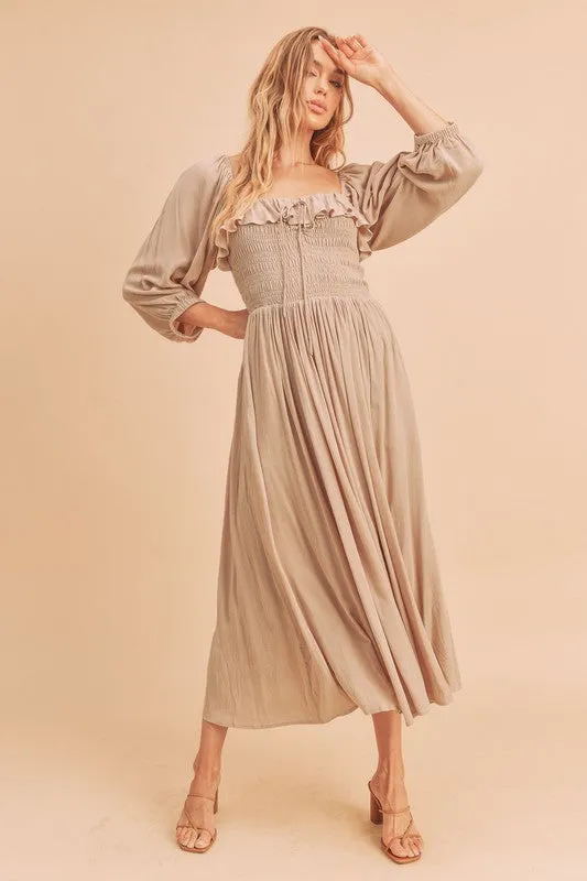 Aemi   Co Geri Ruffle Smocked Maxi Dress