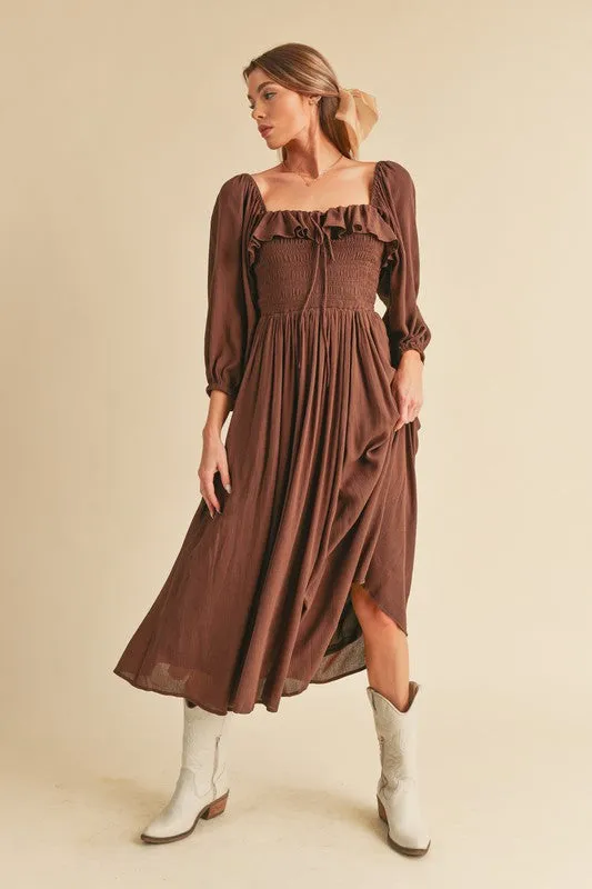 Aemi   Co Geri Ruffle Smocked Maxi Dress