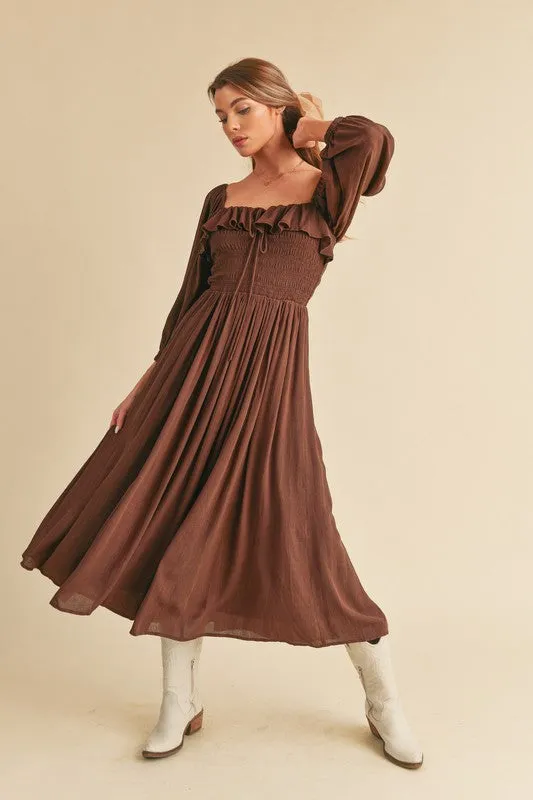 Aemi   Co Geri Ruffle Smocked Maxi Dress