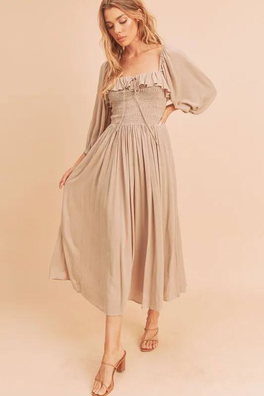 Aemi   Co Geri Ruffle Smocked Maxi Dress