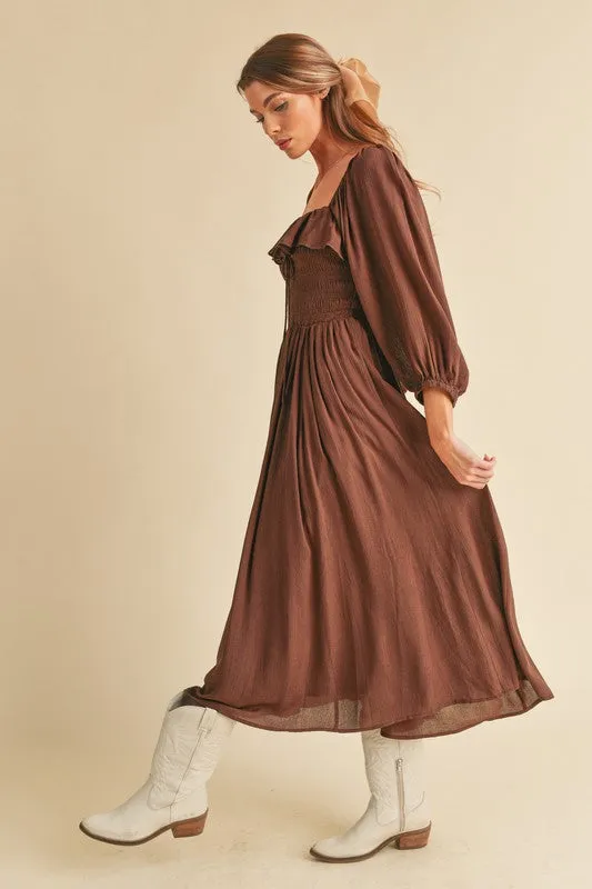 Aemi   Co Geri Ruffle Smocked Maxi Dress