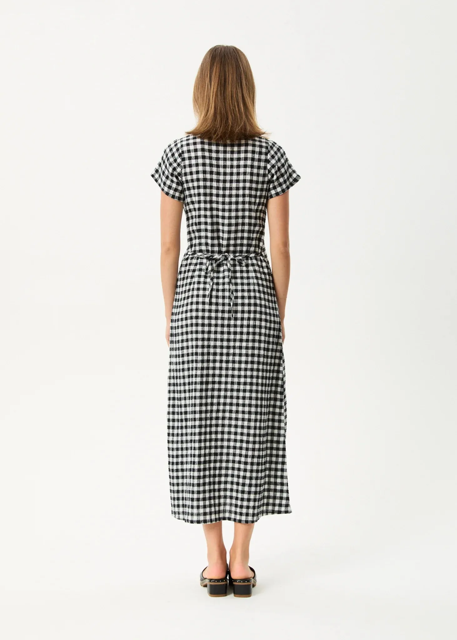 AFENDS // Rowan Seersucker Maxi Dress CHECK BLACK/WHITE