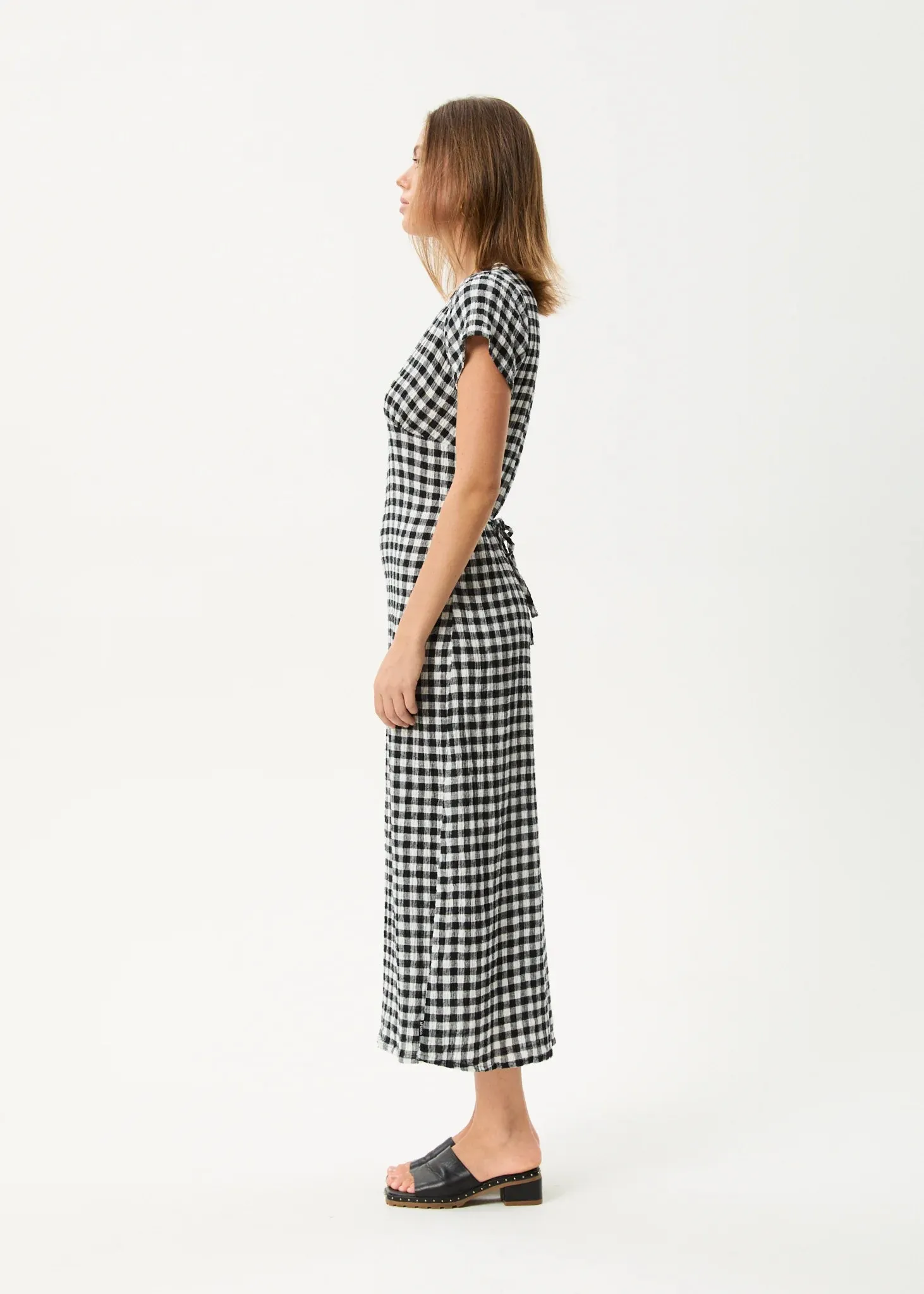 AFENDS // Rowan Seersucker Maxi Dress CHECK BLACK/WHITE