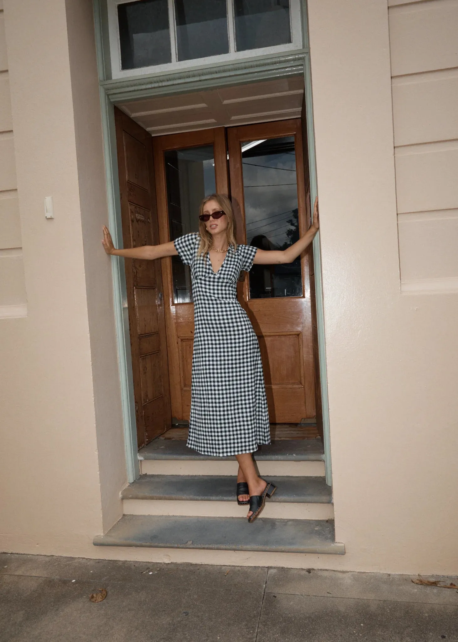AFENDS // Rowan Seersucker Maxi Dress CHECK BLACK/WHITE