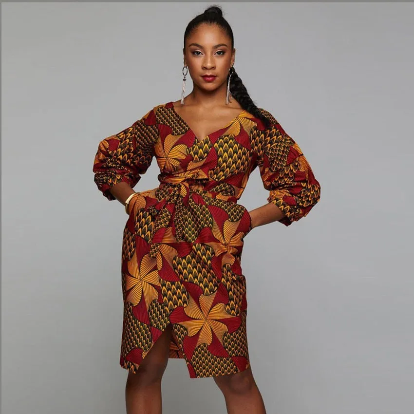 African Print Mid Sleeve Ankara Dresses