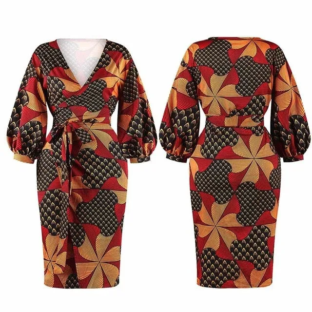 African Print Mid Sleeve Ankara Dresses