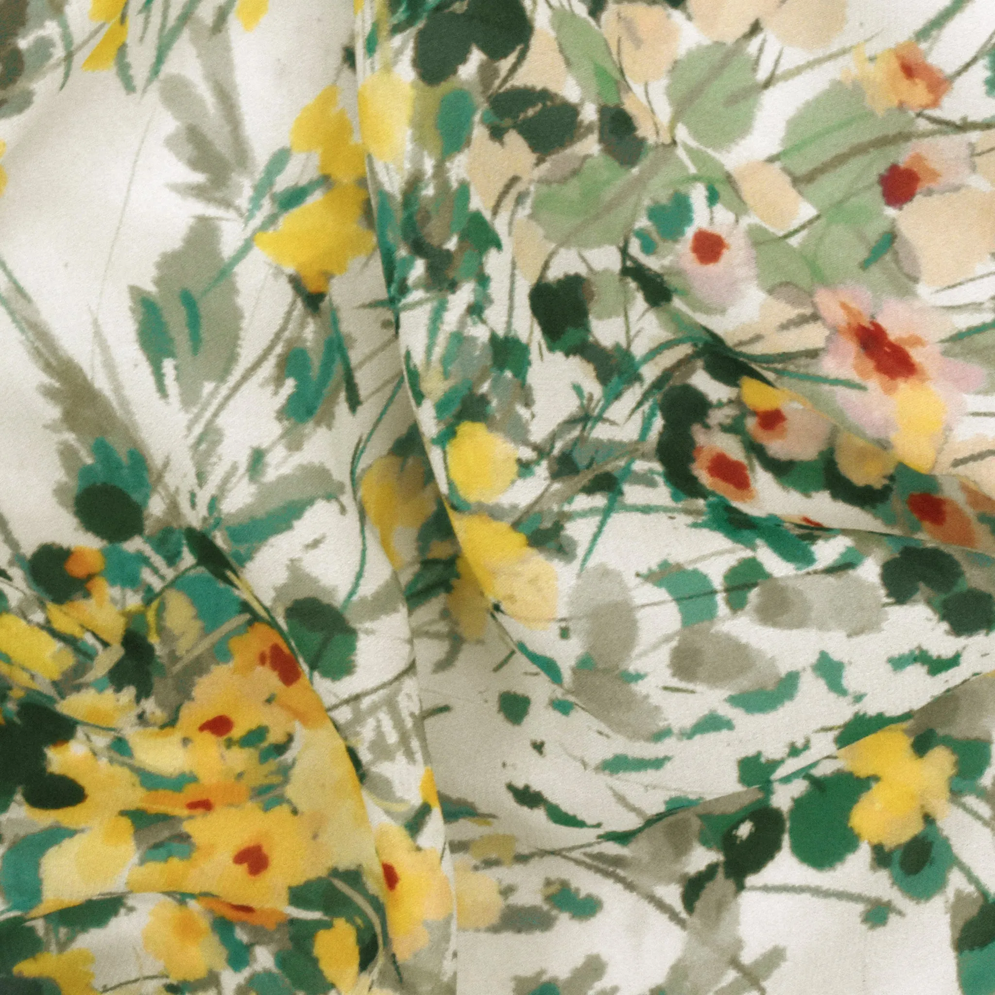 Airy Green-Multi Famous Designer Floral Printed Viscose Chiffon Fabric