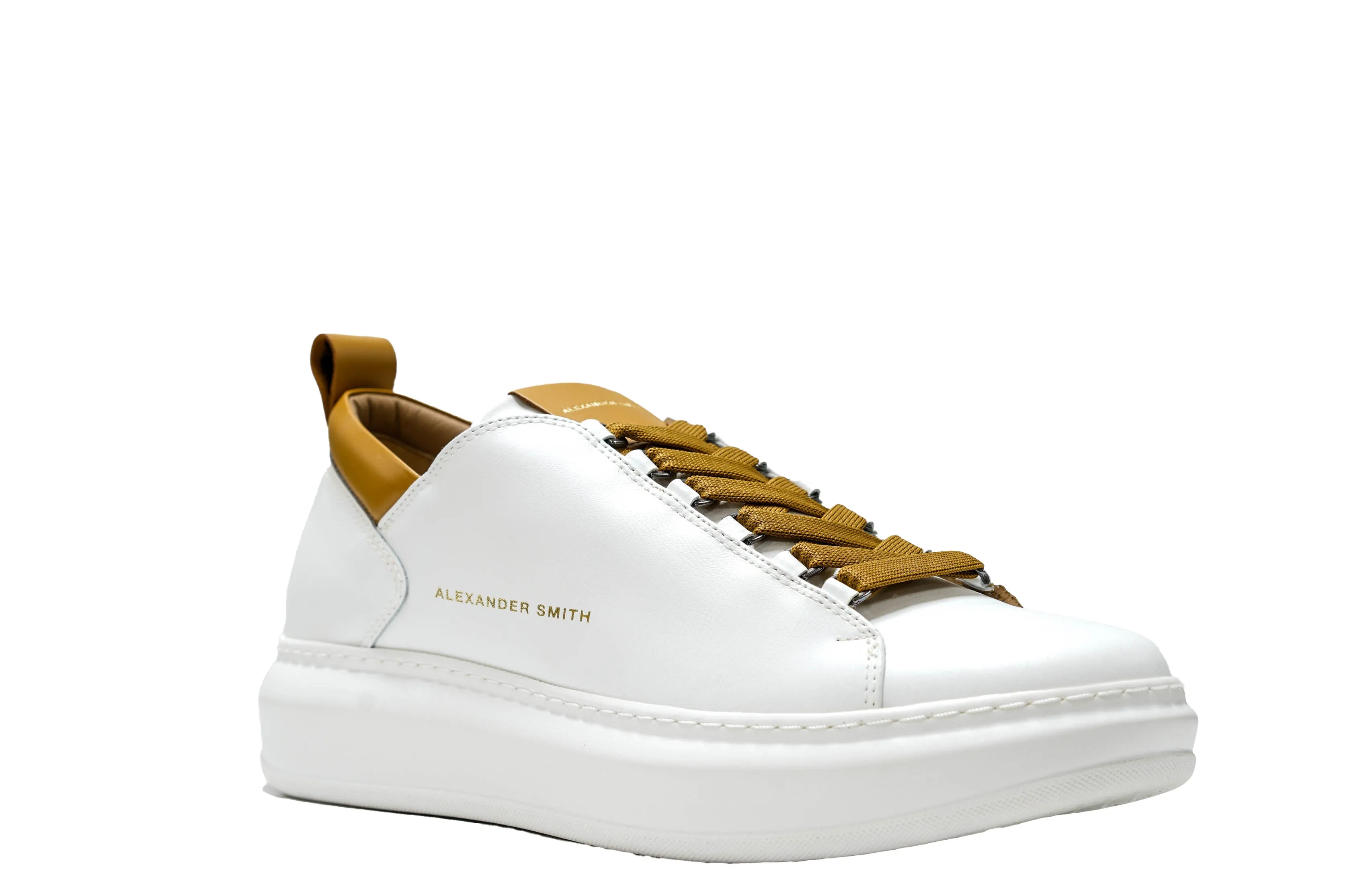 Alexander Smith Men's White & Tan Leather Sneakers 80WCN - 30% OFF