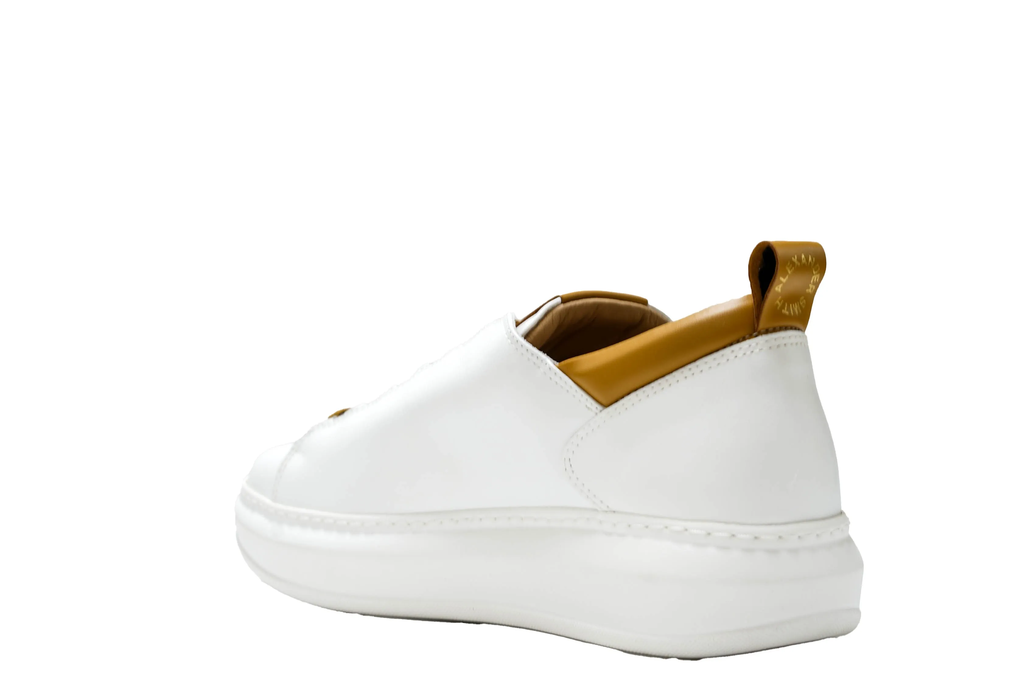 Alexander Smith Men's White & Tan Leather Sneakers 80WCN - 30% OFF