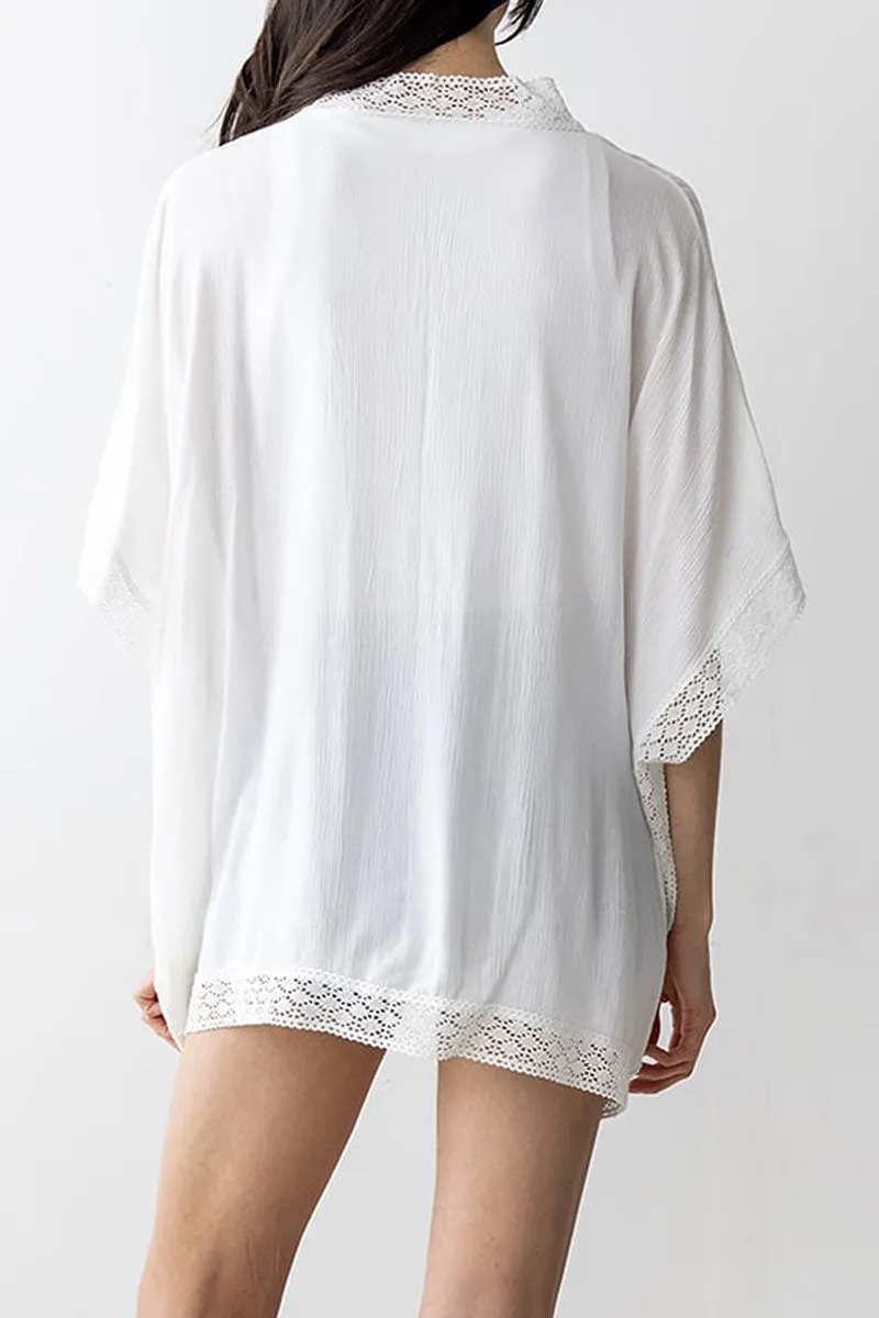 All The Fun Poncho Top, White