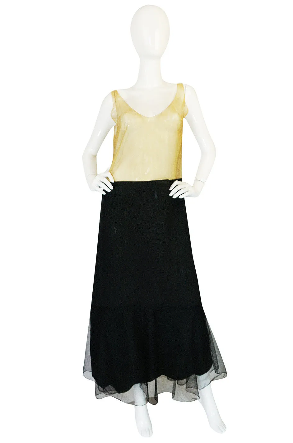 Amazing 1920s Couture Level Gold Metal Lace & Silk Dress