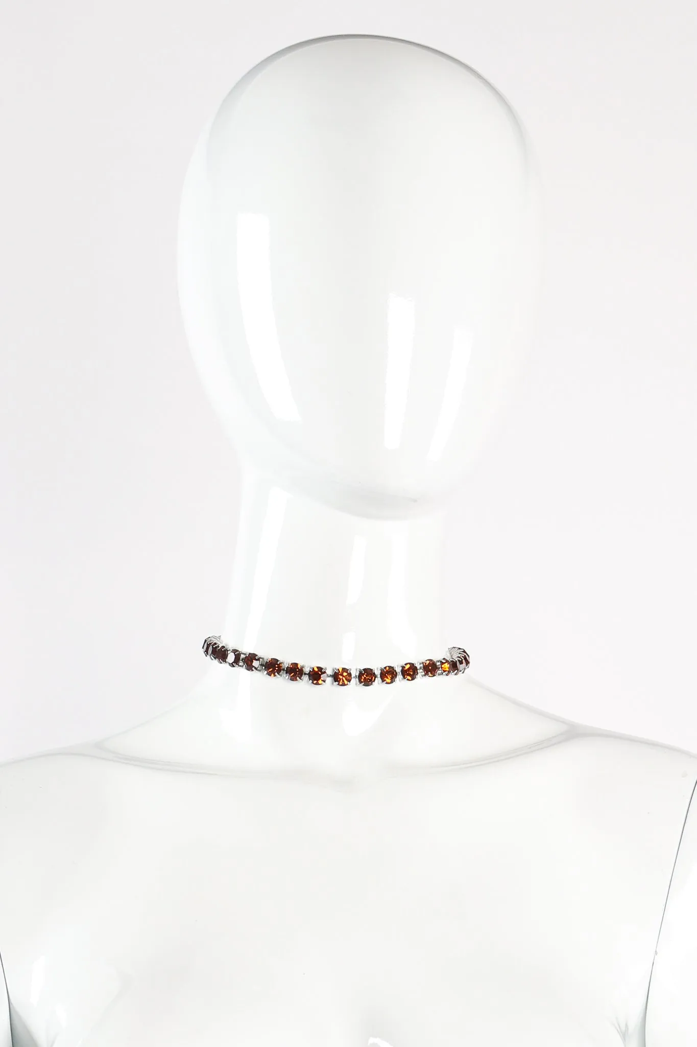 Amber Crystal Strand Choker Necklace