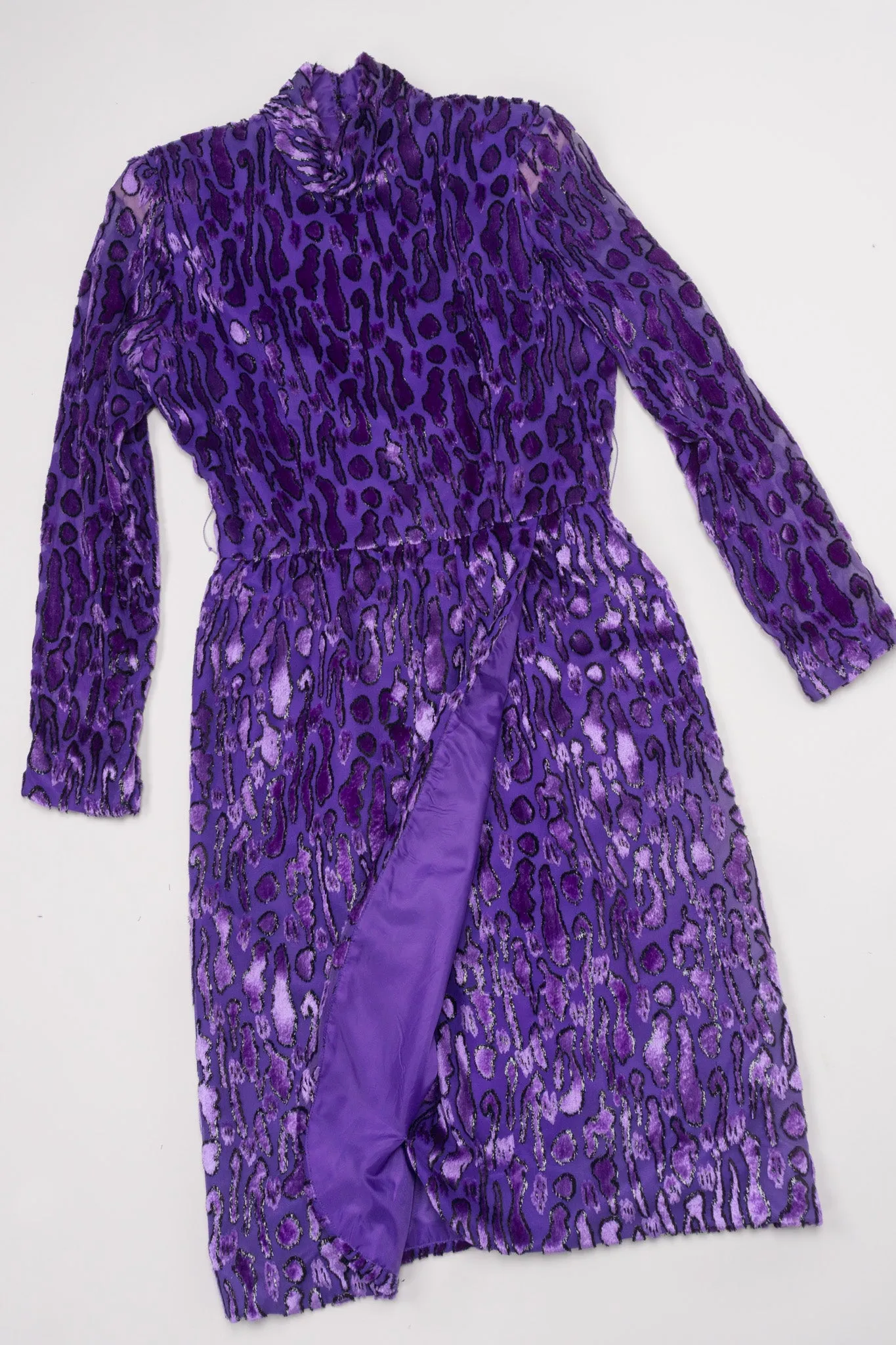 Animal Print Silk Velvet Burnout Dress