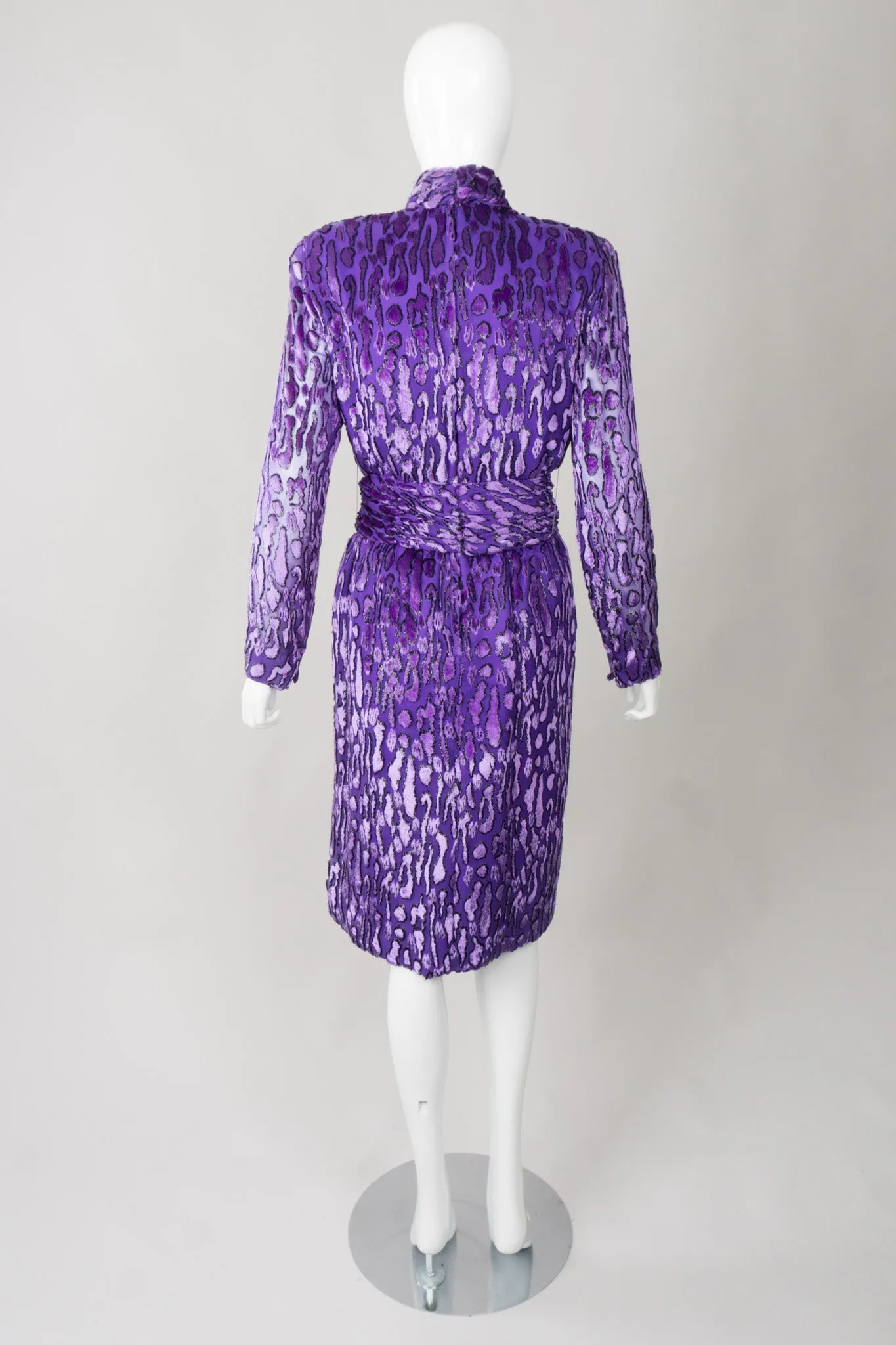 Animal Print Silk Velvet Burnout Dress