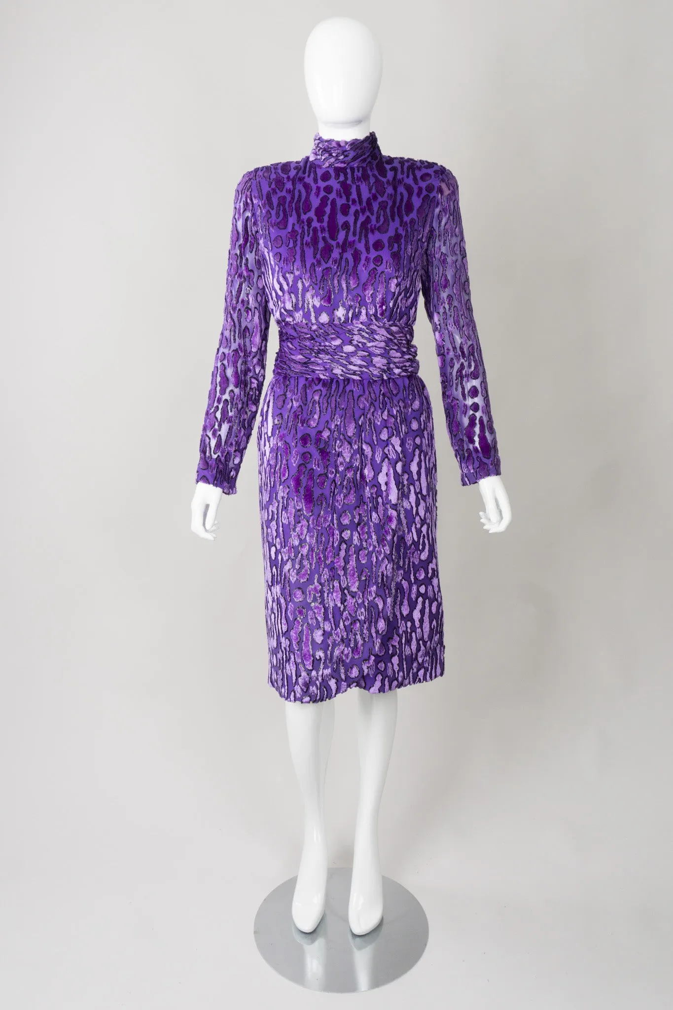 Animal Print Silk Velvet Burnout Dress