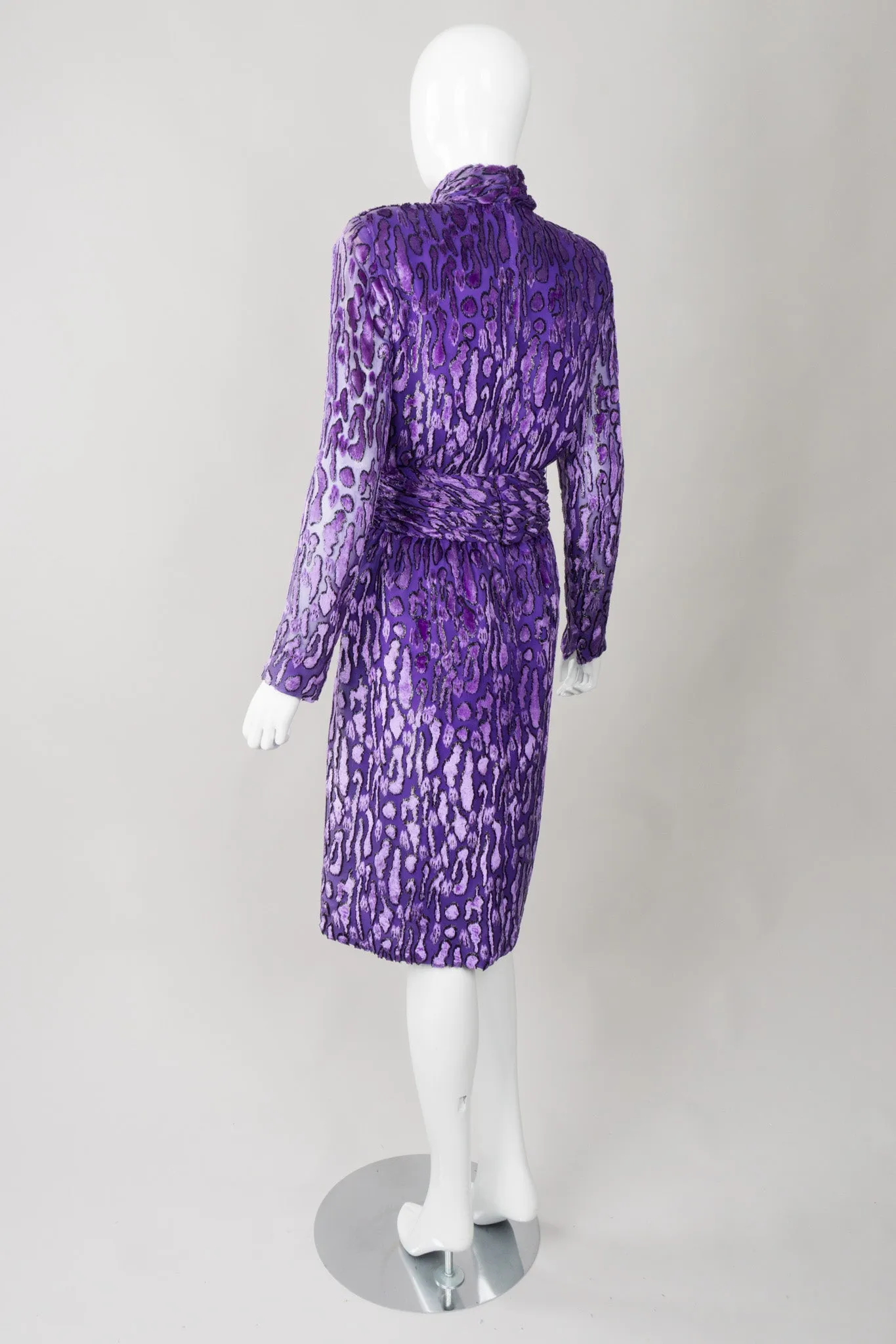 Animal Print Silk Velvet Burnout Dress