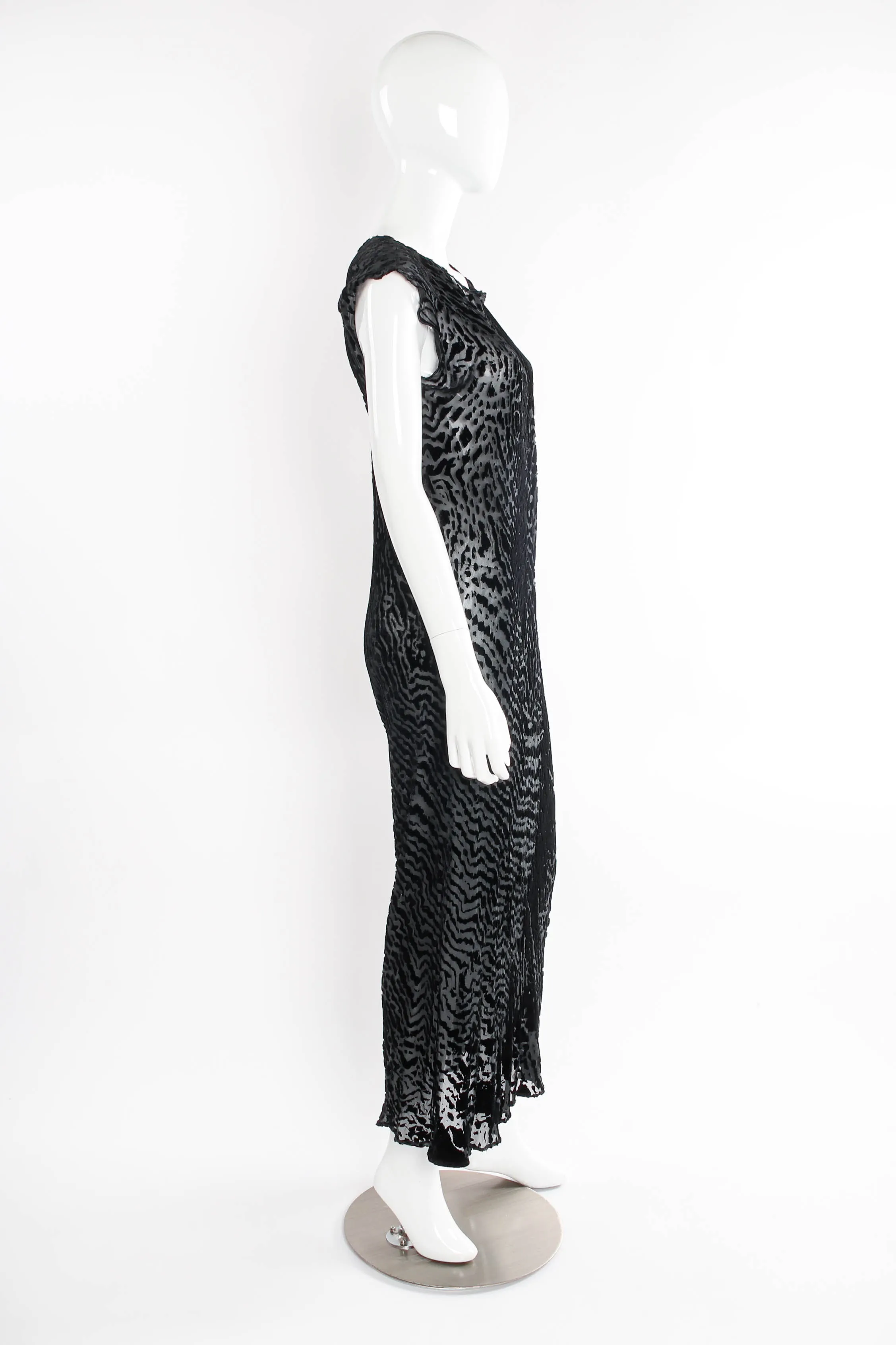 Animal Print Silk Velvet Burnout Dress
