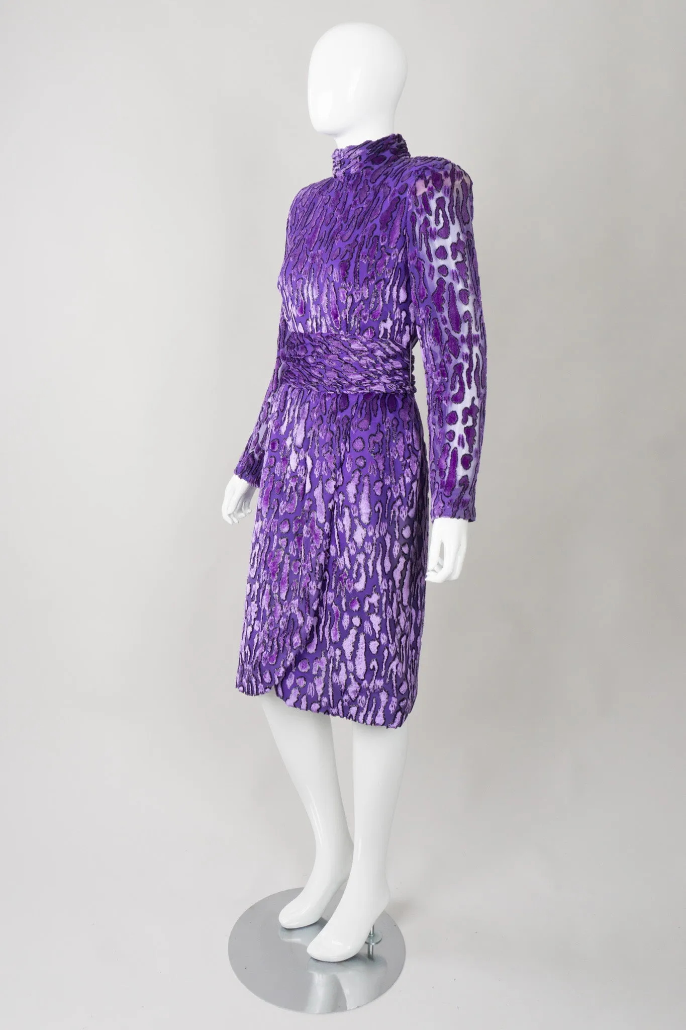 Animal Print Silk Velvet Burnout Dress
