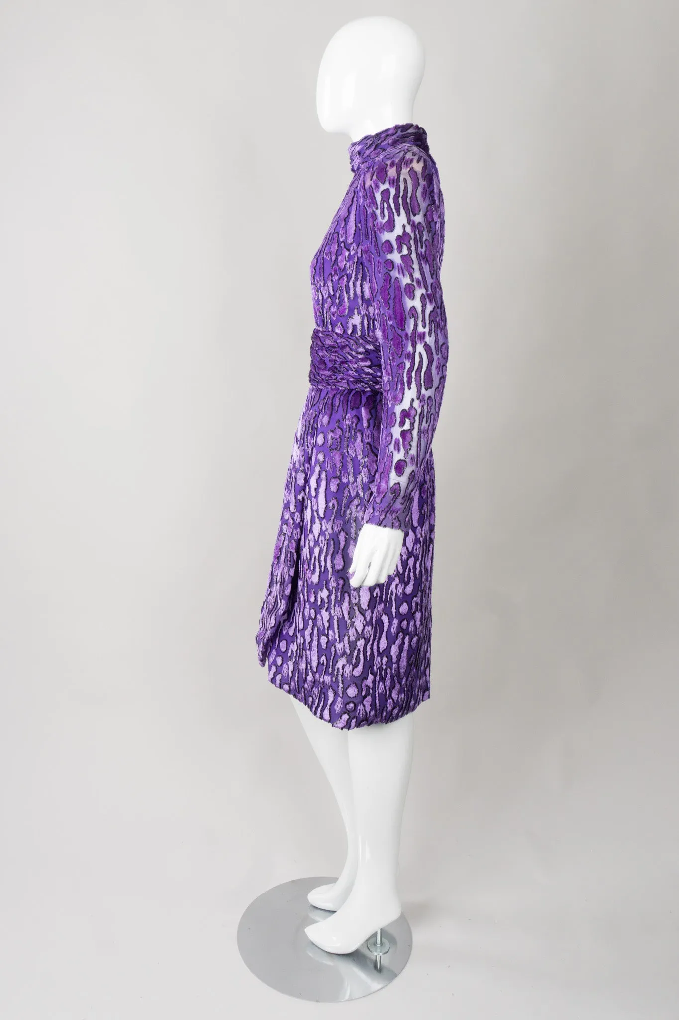 Animal Print Silk Velvet Burnout Dress