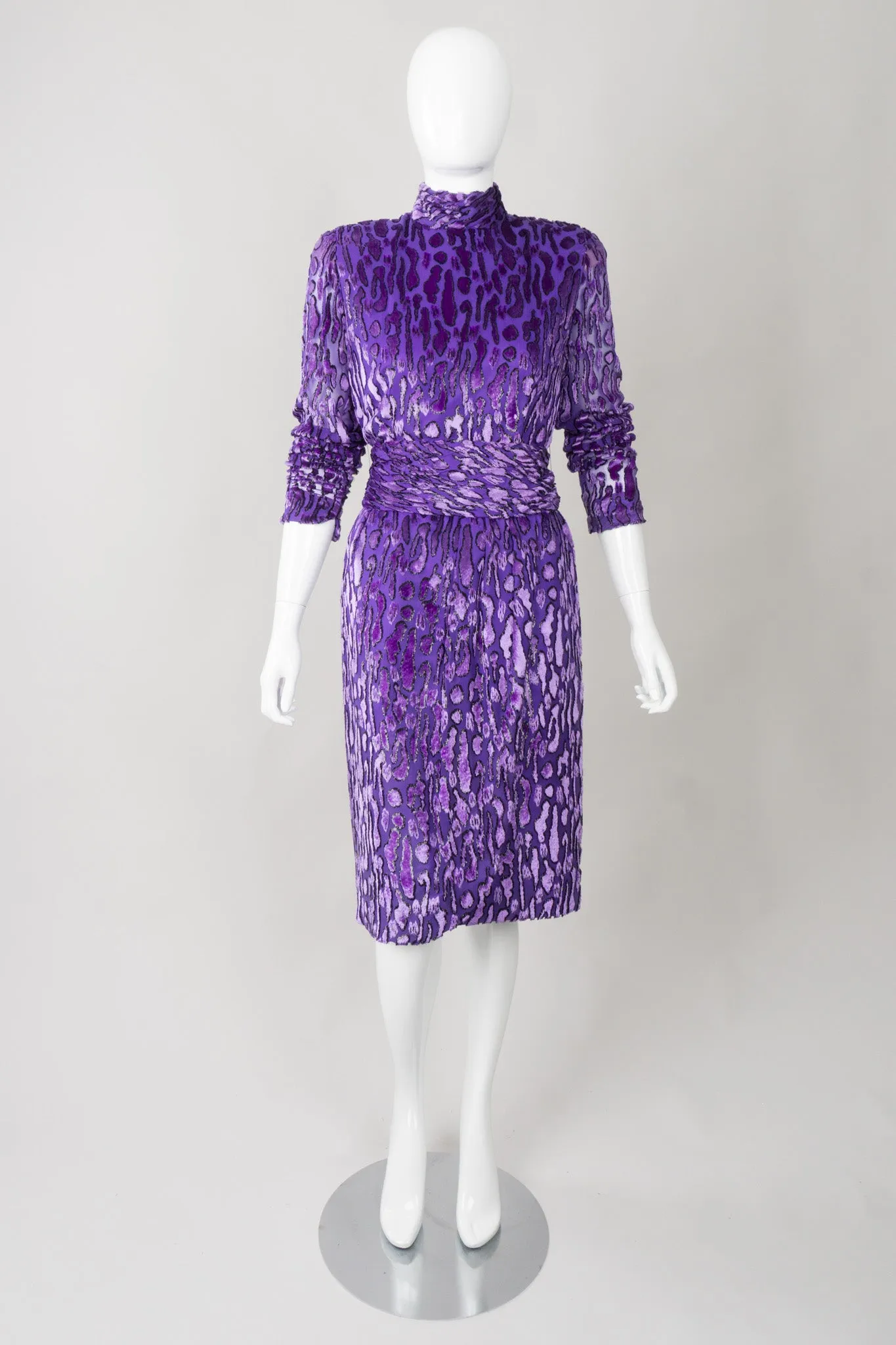 Animal Print Silk Velvet Burnout Dress